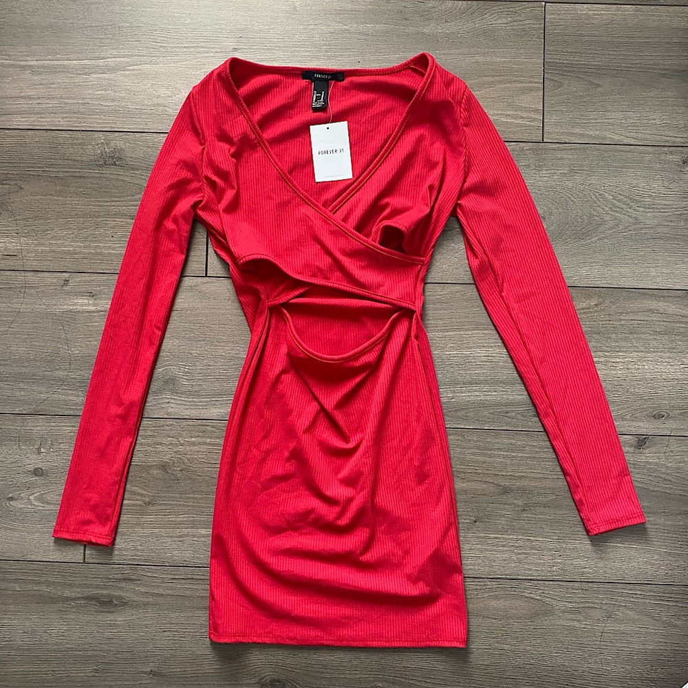 Forever 21 Red Long Sleeve Dress